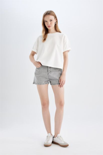 Short Mom en jean à Taille haute