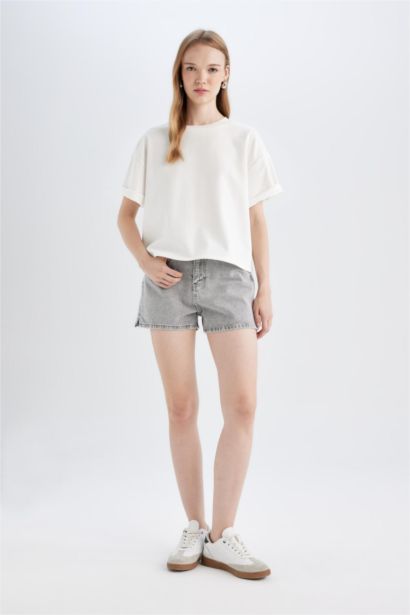 Short Mom en jean à Taille haute