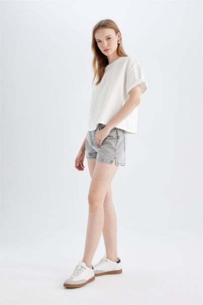 Short Mom en jean à Taille haute