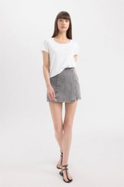 High Waist Mini Denim Skort