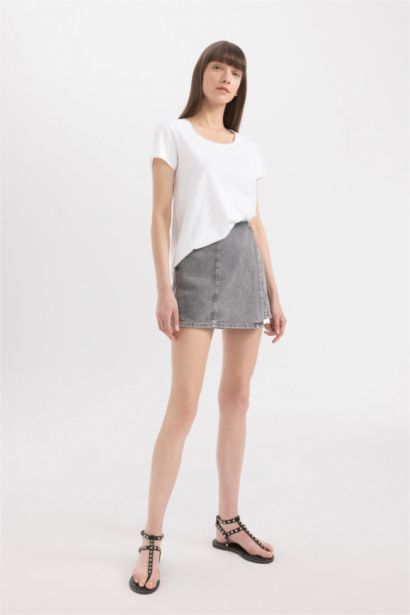 High Waist Mini Denim Skort
