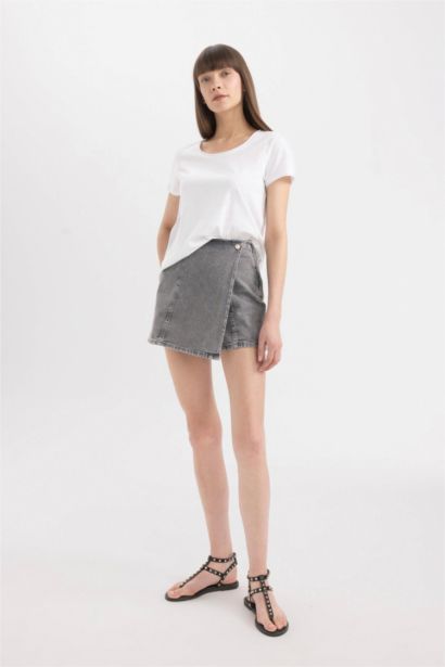 High Waist Mini Denim Skort