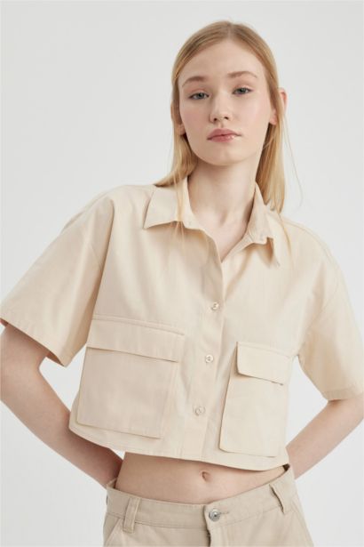 Oversize Fit Short Sleeve Crop Shirt