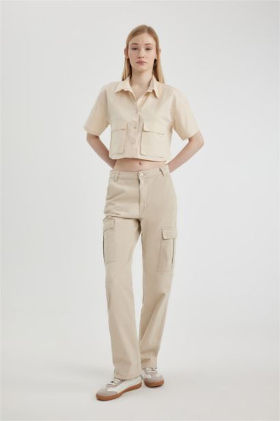 Oversize Fit Short Sleeve Crop Shirt