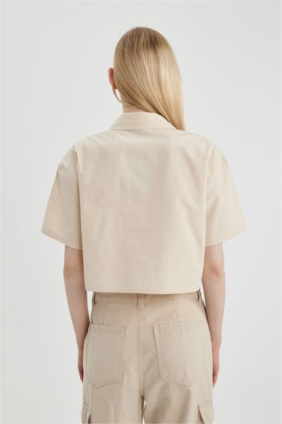 Oversize Fit Short Sleeve Crop Shirt