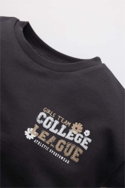 سيت بناتي سويت شيرت وستريج فلورال قماش رقيق - قطعتين