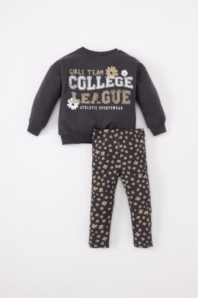 سيت بناتي سويت شيرت وستريج فلورال قماش رقيق - قطعتين