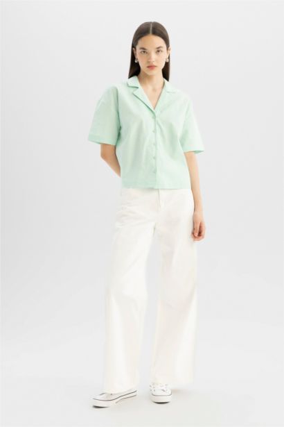 Oversize Fit Pyjamas Collar Short Sleeve Shirt
