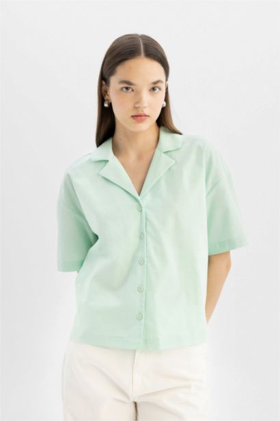 Oversize Fit Pyjamas Collar Short Sleeve Shirt