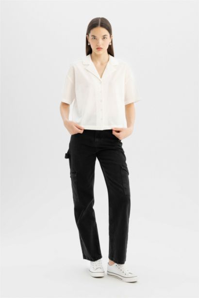 Oversize Fit Pyjamas Collar Short Sleeve Shirt