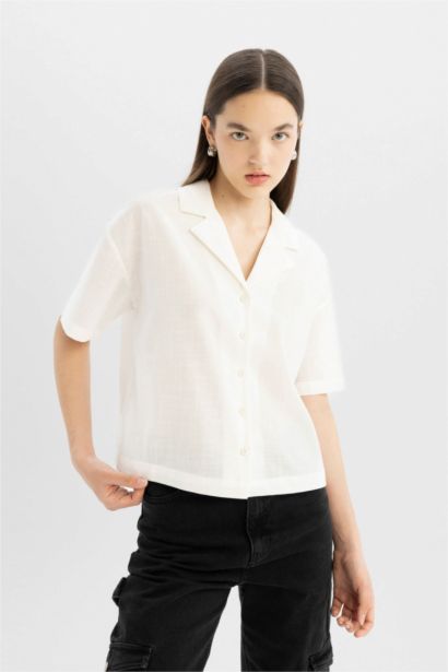 Oversize Fit Pyjamas Collar Short Sleeve Shirt