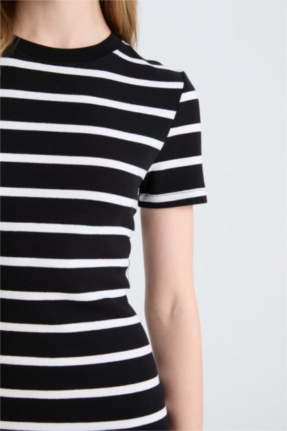 Bodycon Crew Neck Striped Camisole Mini Dress