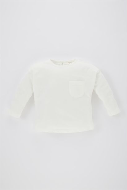 تيشيرت بناتي كم طويل قصة عادية برقبة مستديرة