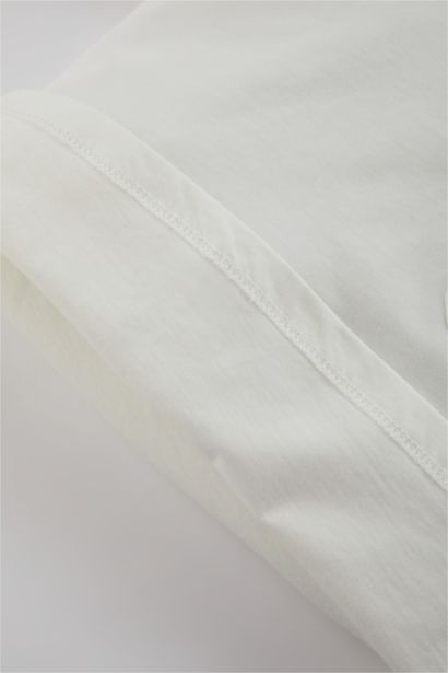 تيشيرت بناتي كم طويل قصة عادية برقبة مستديرة