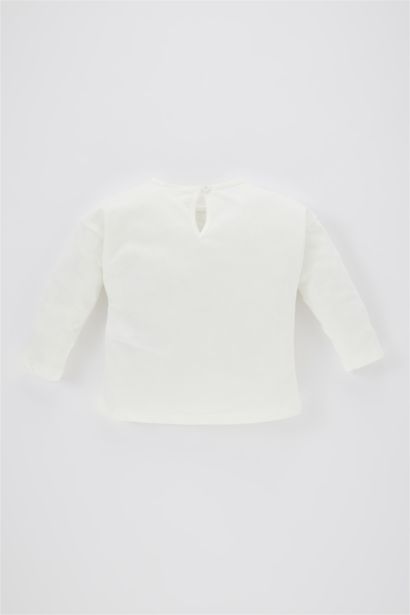 تيشيرت بناتي كم طويل قصة عادية برقبة مستديرة