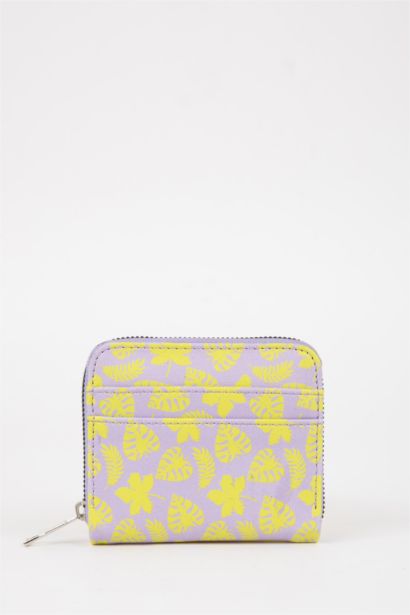 Kadın Yaprak Desenli Suni Deri Cüzdan