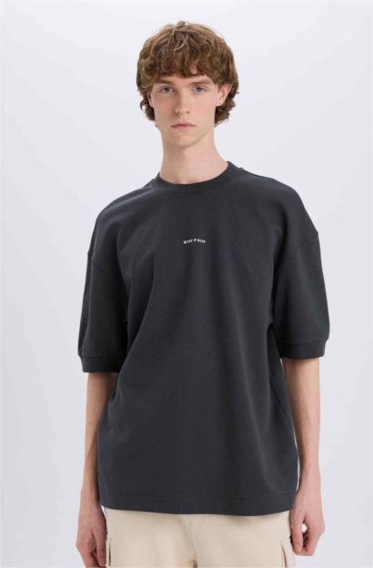 Loose Fit Crew Neck Printed Short Sleeve T-Shirt