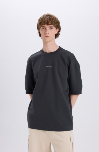 Loose Fit Crew Neck Printed Short Sleeve T-Shirt