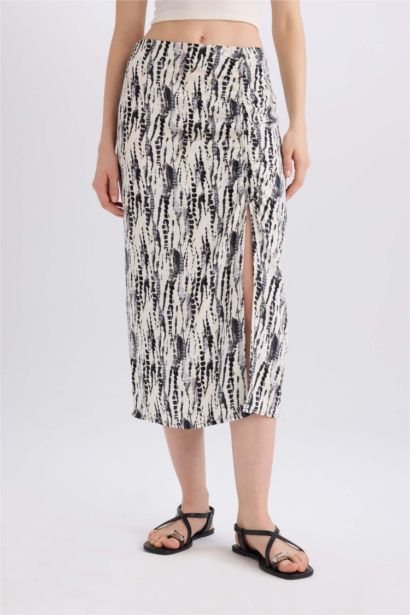 A Cut Animal Normal Waist Midi Skirt