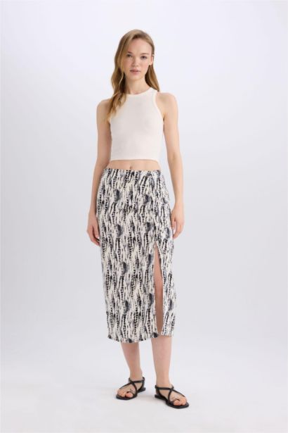 A Cut Animal Normal Waist Midi Skirt