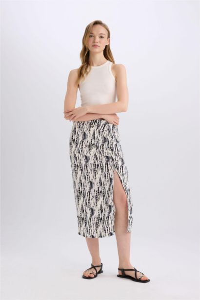 A Cut Animal Normal Waist Midi Skirt