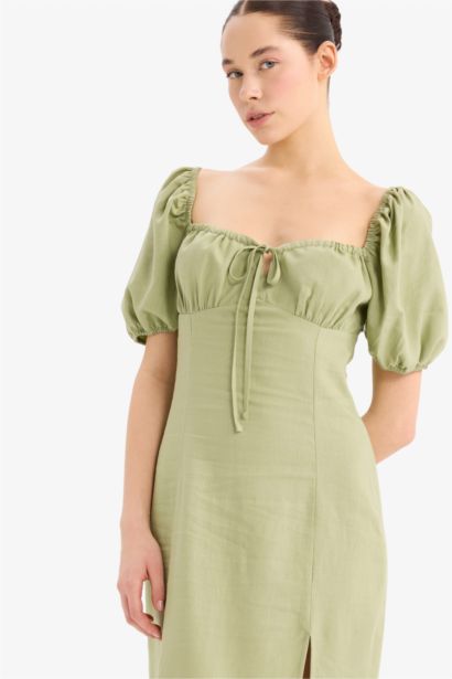 жүрек жағасы қысқа жеңді Қысқа жеңді тоқылған көйлек