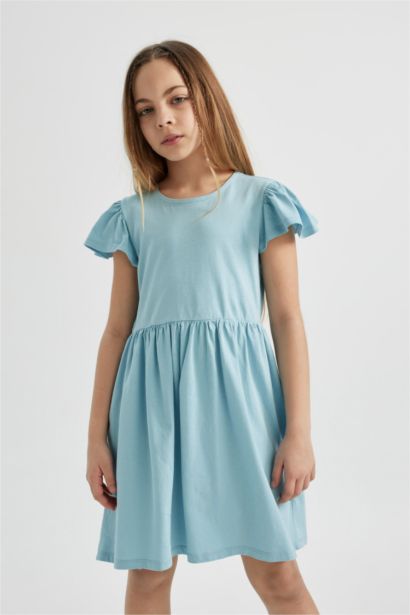 Girl Short Sleeve Combed Cotton Dress