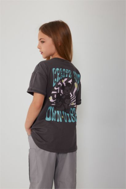 T-shirt Disney Mickey & Minnie à col rond et manches courtes oversize pour fille