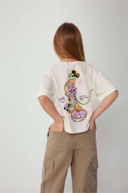 Girl Disney Mickey Mouse &Friends Crop T-Shirt