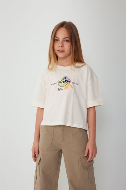 Girl Disney Mickey Mouse &Friends Crop T-Shirt