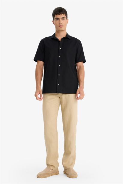 Relax Fit Straight Leg Summer Linen Trousers