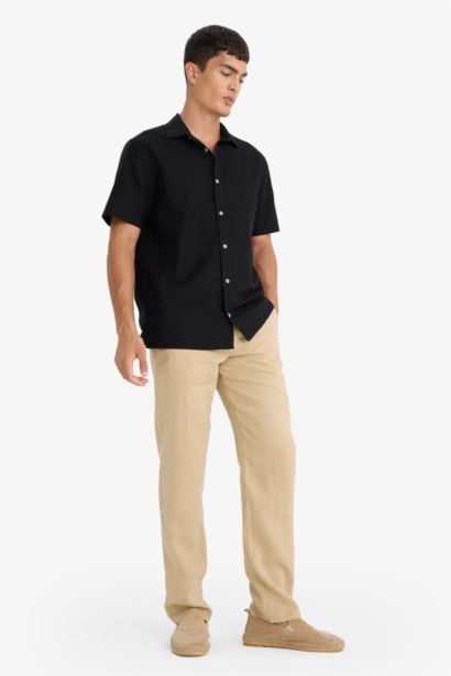 Relax Fit Straight Leg Summer Linen Trousers