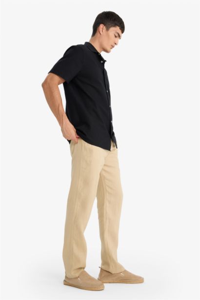 Relax Fit Straight Leg Summer Linen Trousers
