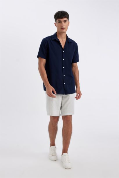 Relax Fit Keten Karışımlı Yazlık Bermuda Şort