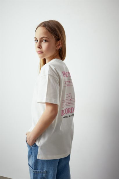 T-shirt oversize imprimé Snoopy à col rond pour fille