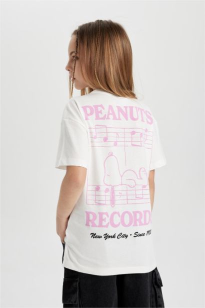 T-shirt oversize imprimé Snoopy à col rond pour fille