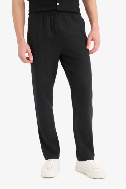Relax Fit Skinny Leg Linen Blend Summer Trousers