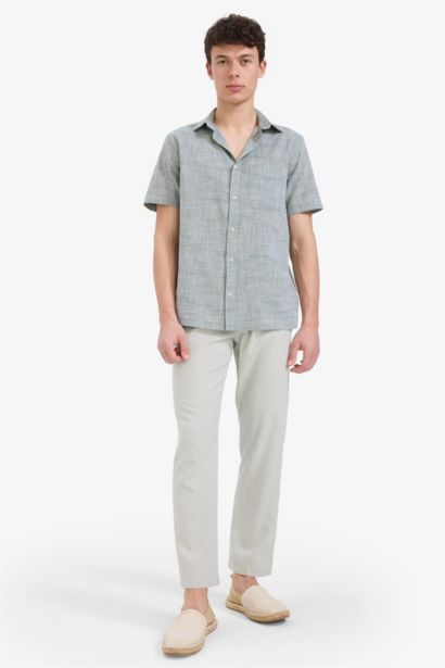 Relax Fit Skinny Leg Linen Blend Summer Trousers