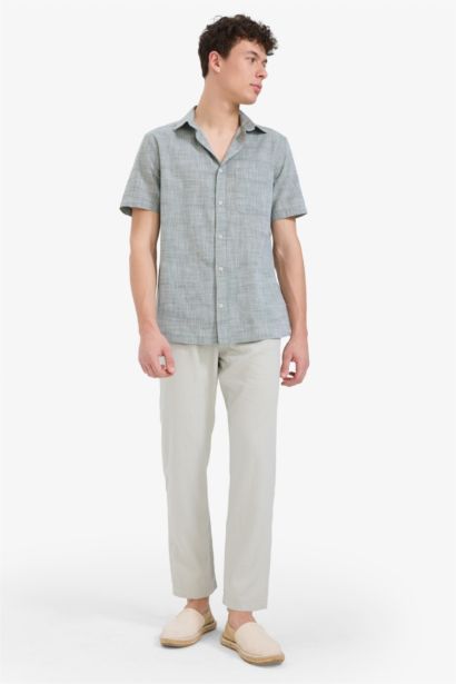 Relax Fit Skinny Leg Linen Blend Summer Trousers