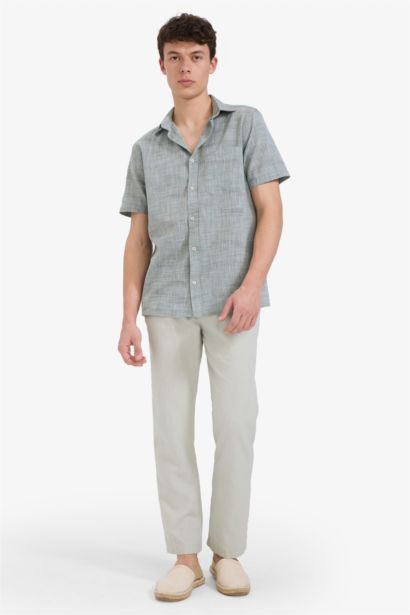 Relax Fit Skinny Leg Linen Blend Summer Trousers