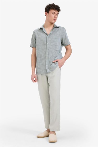 Relax Fit Skinny Leg Linen Blend Summer Trousers