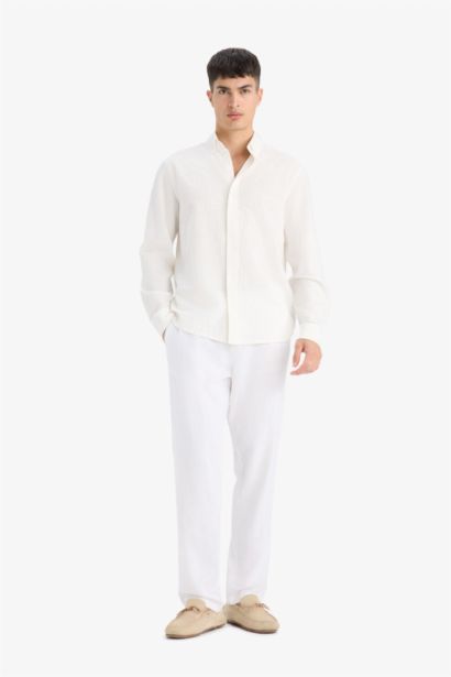 Relax Fit Skinny Leg Linen Blend Summer Trousers