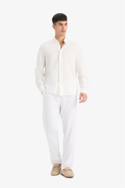 Relax Fit Skinny Leg Linen Blend Summer Trousers