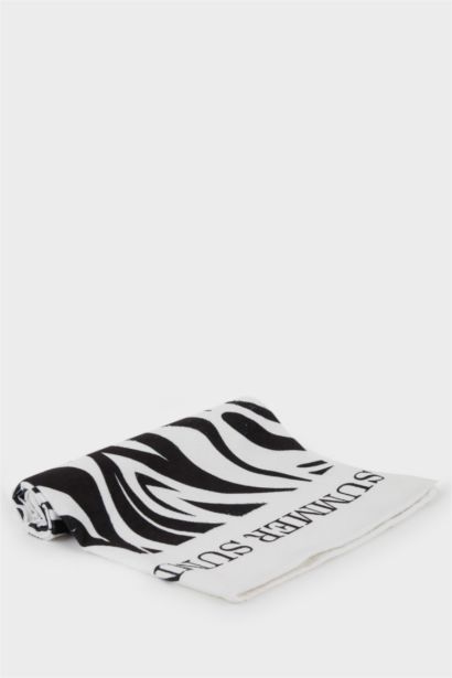 Woman Zebra Patterned Cotton Beach Towel