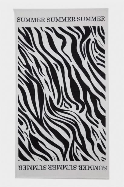 Woman Zebra Patterned Cotton Beach Towel