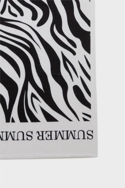 Woman Zebra Patterned Cotton Beach Towel