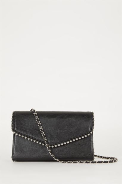 Kadın Zımba Detaylı Suni Deri Omuz Çantası