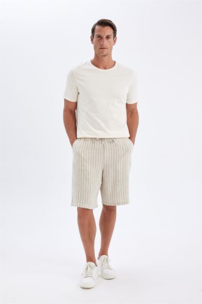 Relax Fit Linen Blend Bermuda Shorts