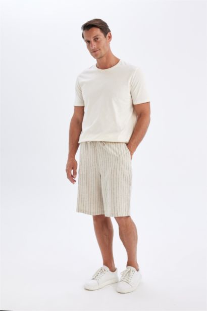 Relax Fit Linen Blend Bermuda Shorts
