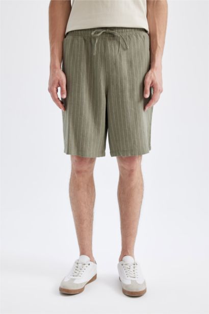 Relax Fit Linen Blend Bermuda Shorts